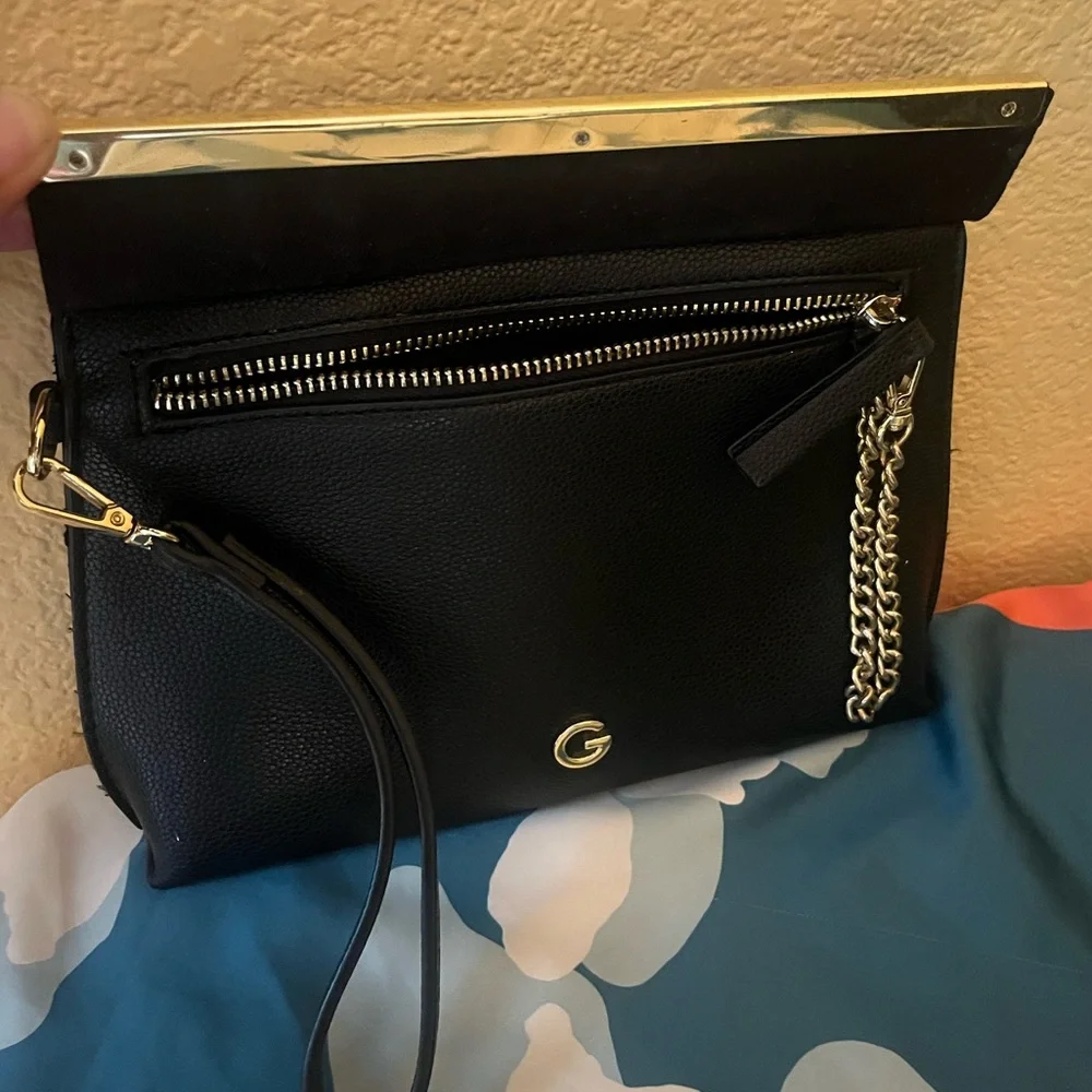 G by Guess Black Clutch with Gold Accents - Picture 2 of 2